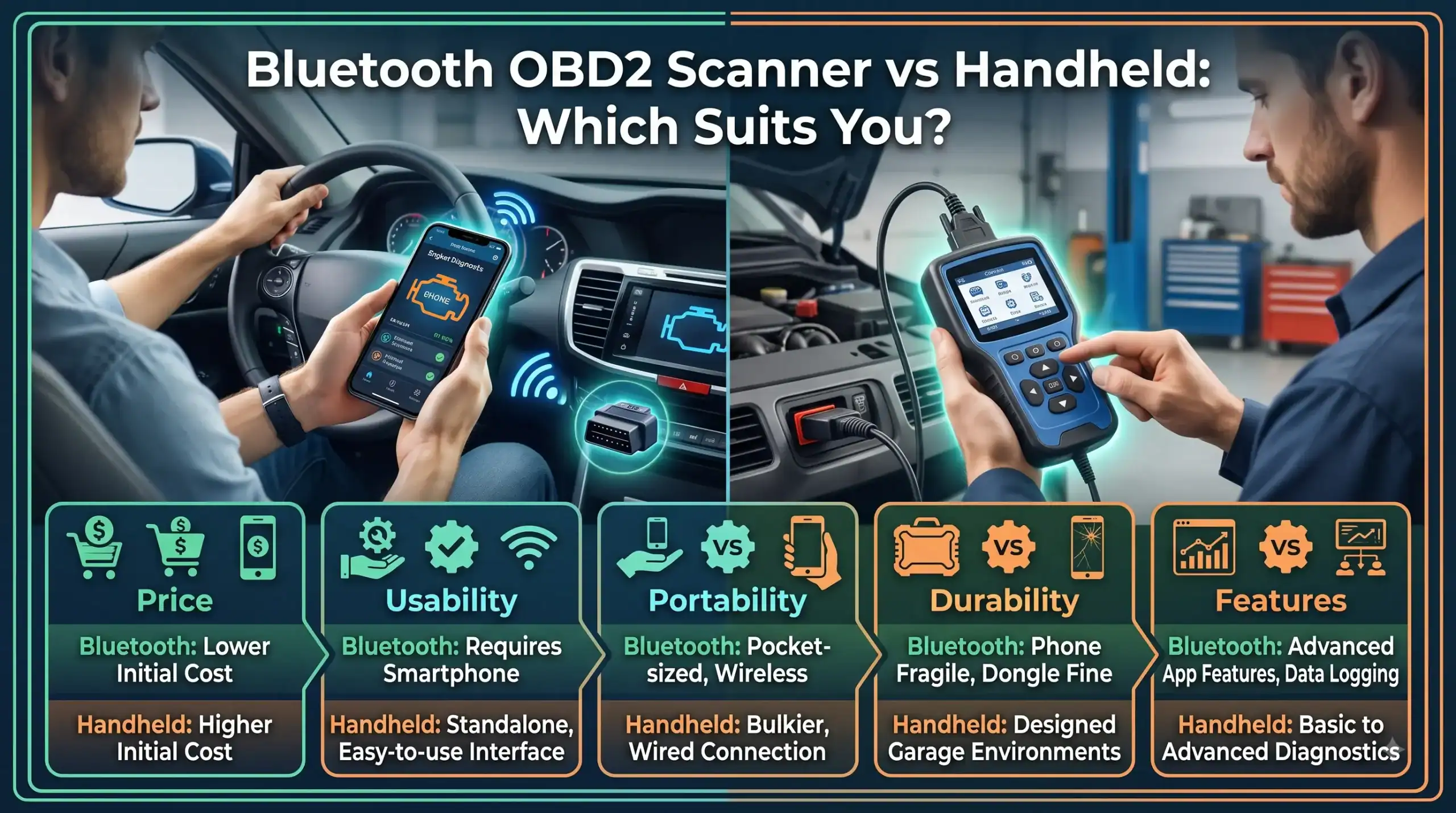 Bluetooth OBD2 Scanner vs Handheld Which Suits You Bluetooth OBD2 Scanner vs Handheld: Which Suits You