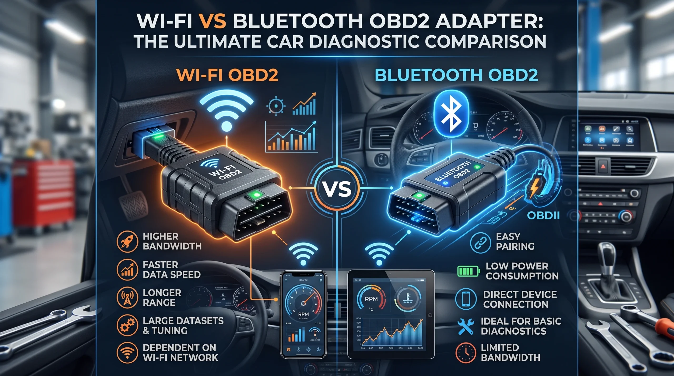 Wi-Fi vs Bluetooth OBD2 Adapter