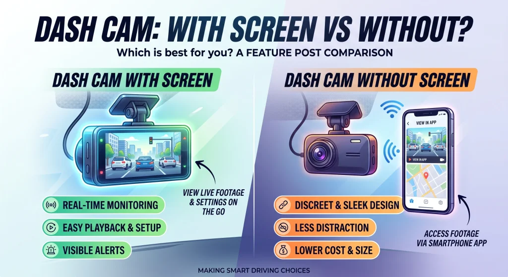 Dash Cam With Screen vs Without
